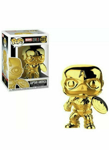 Funko POP! Marvel Studios 10 CAPTAIN AMERICA Gold Chrome Figure #377 DAMAGE BOX
