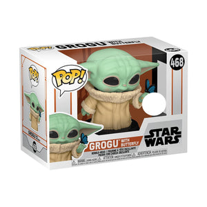 POP Funko Star Wars The Mandalorian The Child Grogu with Butterfly 468 Exclusive w/ Protector