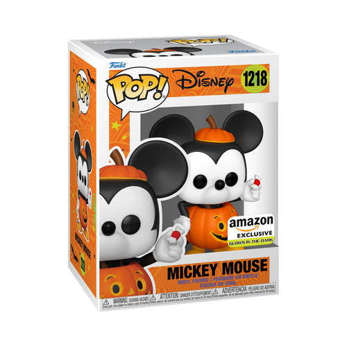 Funko Pop! Disney: Mickey Mouse Trick or Treat - Glow in The Dark, Amazon Exclusive w/ protector