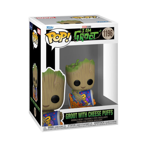 Funko Pop! Marvel: I Am Groot, Groot with Cheese Puffs Figure w/ Protector