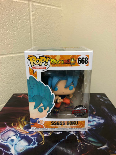 Funko POP! Anime: Dragonball Super SSGSS GOKU Special Edition #668 w/ Protector