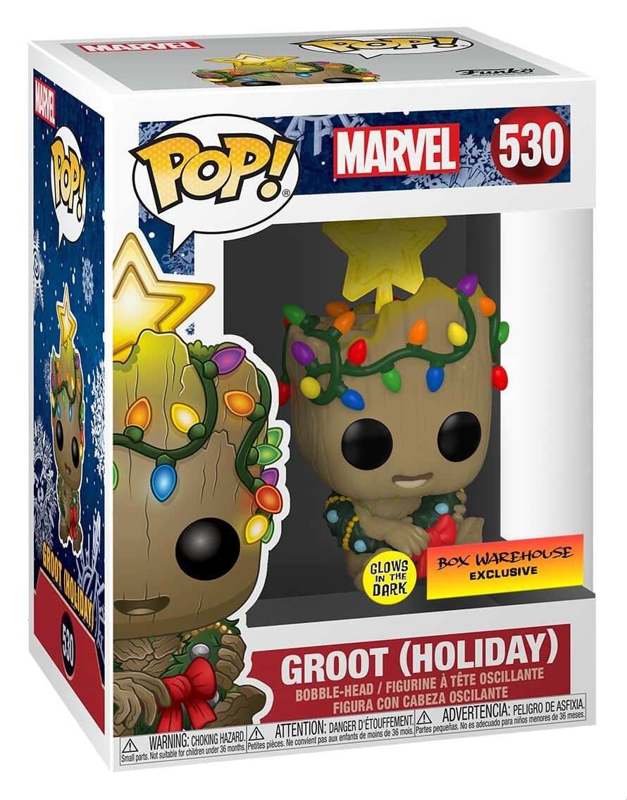 Funko POP! Marvel Holiday Groot Lights Glow in The Dark Exclusive w/ Protector