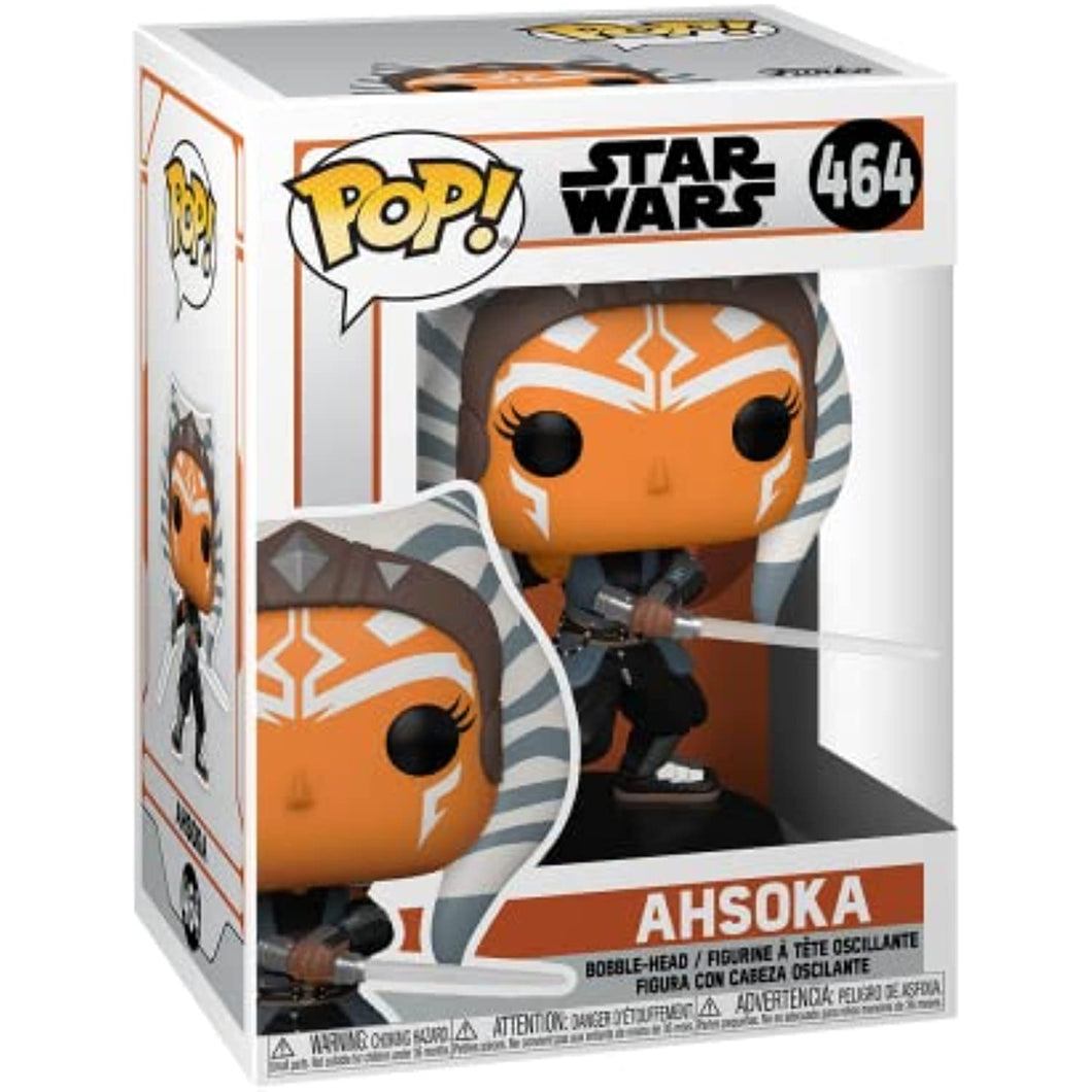 Funko Pop! Star Wars: The Mandalorian - Ahsoka with Lightsabers Figure w/ Protector