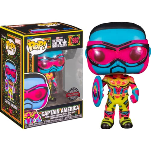 Funko POP The Falcon and The Winter Soldier Captain America Blacklight Vinyl Figure w/ Protector