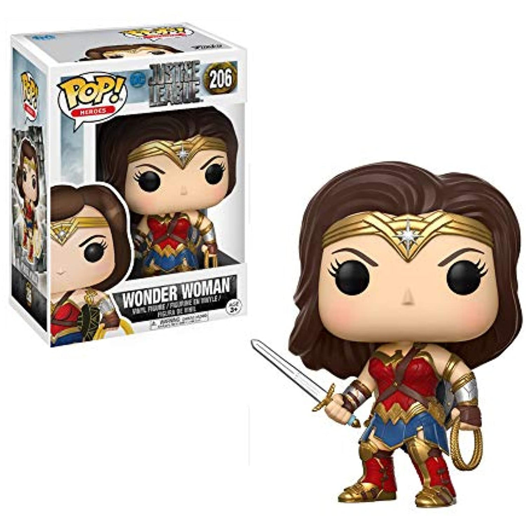 Funko POP! Heroes: DC Justice League WONDER WOMEN Figure #206 w/ Protector