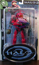 Load image into Gallery viewer, Halo 2 Series 4 RED SPARTAN BLUE TRIM FIGURE SNIPER RIFLE NEEDLER ASSAULT BOMB
