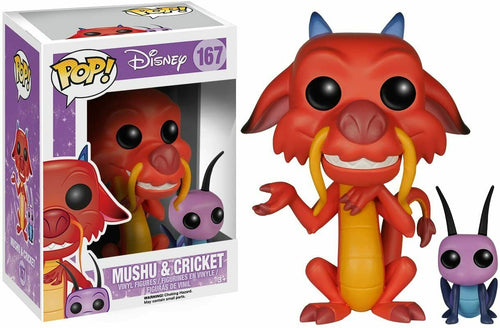 Funko POP! Disney: Mulan MUSHU & CRICKET Figure #167 w/ Protector