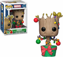 Load image into Gallery viewer, Funko POP! Marvel Holiday GROOT with Lights &amp; Ornaments Figure #399 w/ Protector