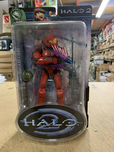 Halo 2 Series 4 RED SPARTAN BLUE TRIM FIGURE SNIPER RIFLE NEEDLER ASSAULT BOMB