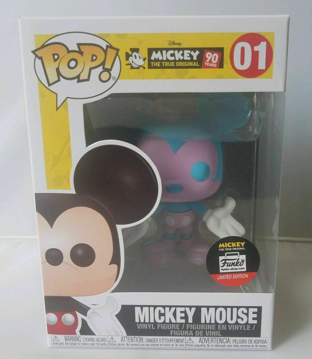 FUNKO POP! DISNEY MICKEY MOUSE BLUE & PURPLE 90TH # 01 SHOP EDITION w/ Protector