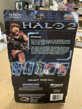 Load image into Gallery viewer, Halo 2 Series 4 RED SPARTAN BLUE TRIM FIGURE SNIPER RIFLE NEEDLER ASSAULT BOMB