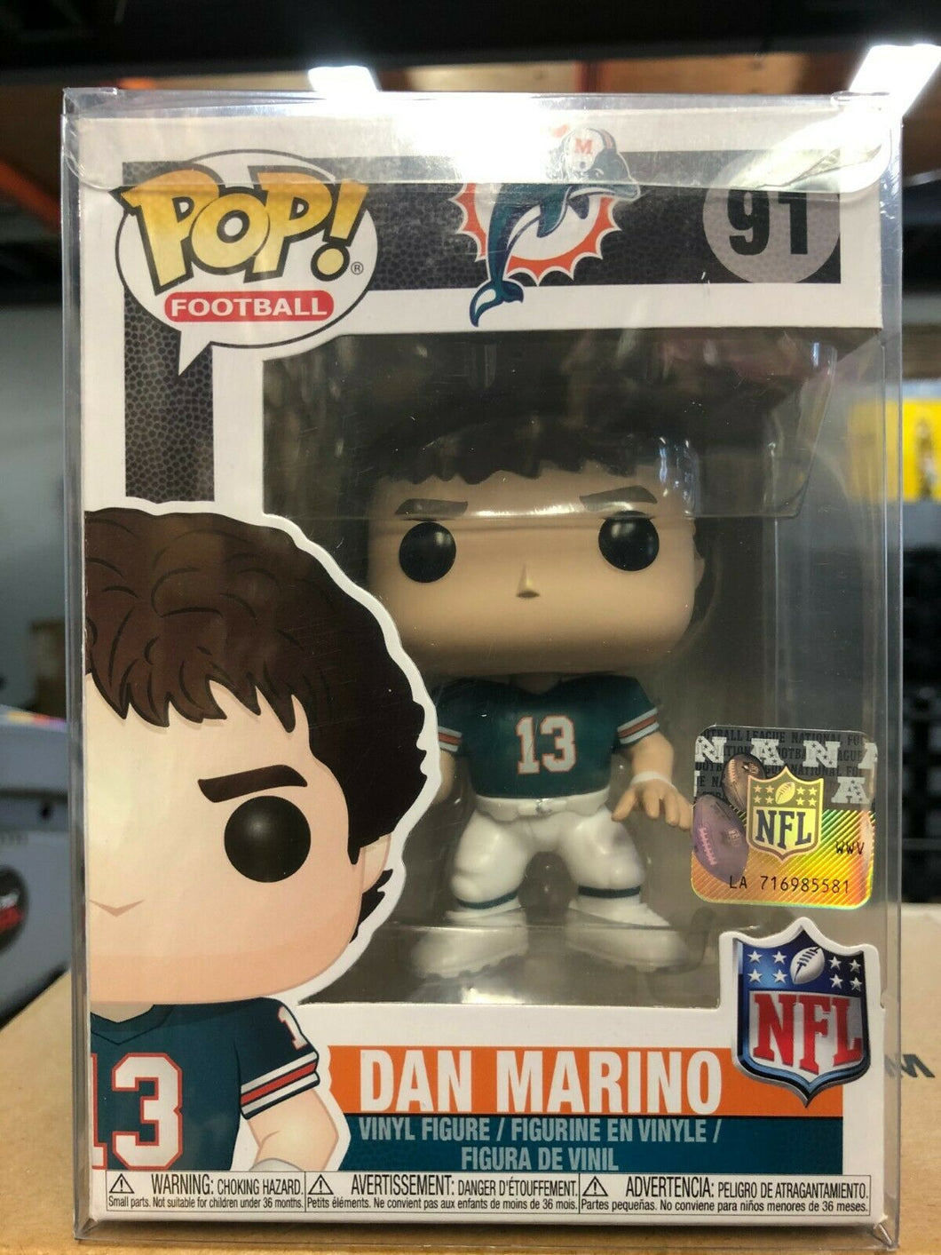 Funko Pop! NFL Legends DAN MARINO Miami Dolphins Figure #91 w/ Protector